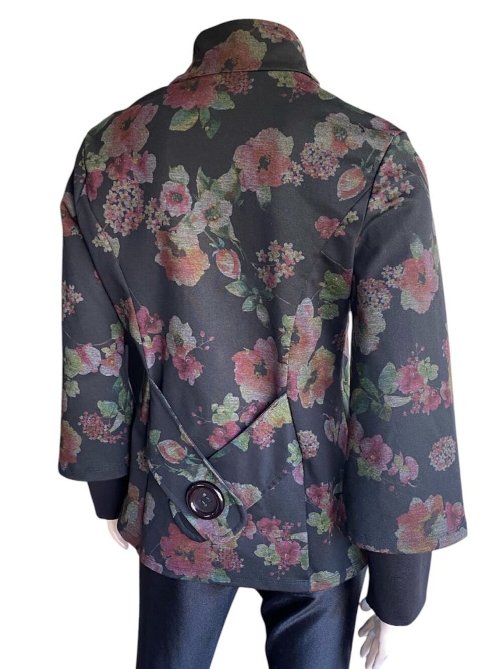 Zooni Made In Canada Statement Jacket Big Button Floral Art To Wear S/M Autumn - Picture 3 of 14